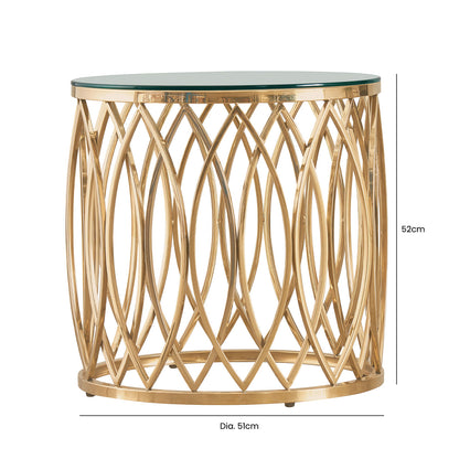 Willow Gold Metal and Glass End Table-TOP