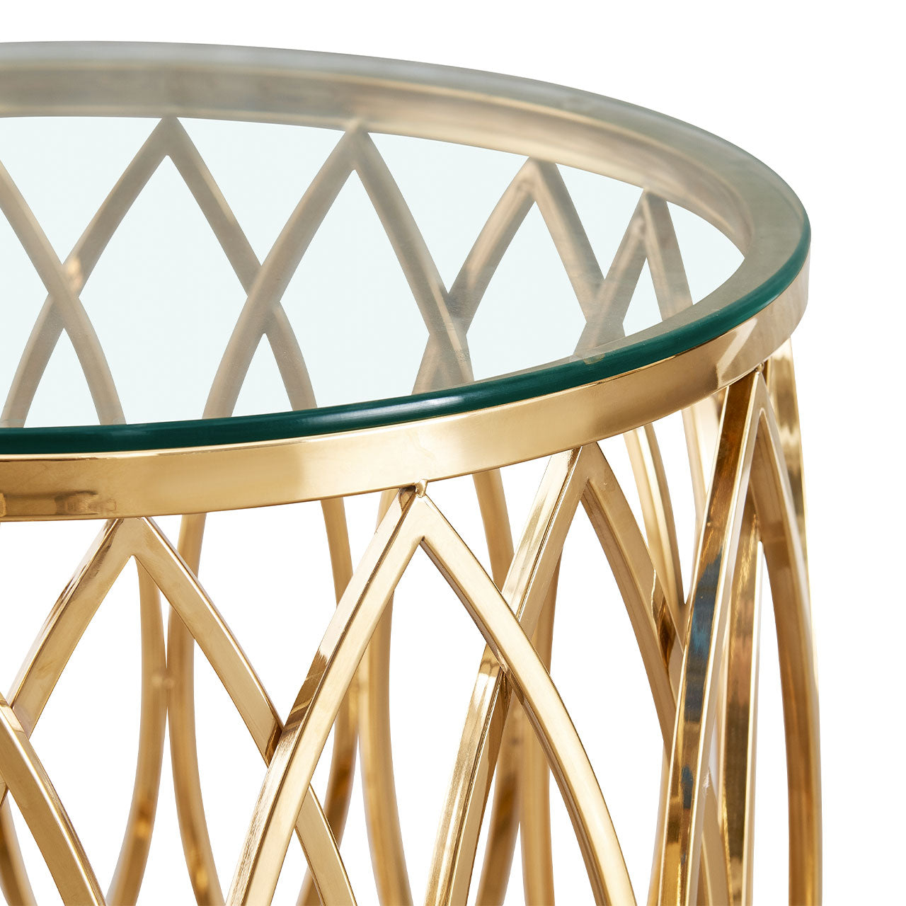 Willow Gold Metal and Glass End Table-TOP