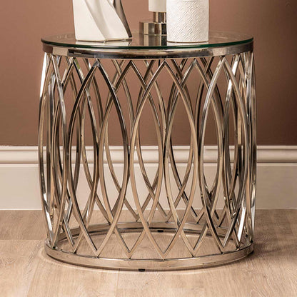 Willow Chrome Metal and Glass End Table-TOP