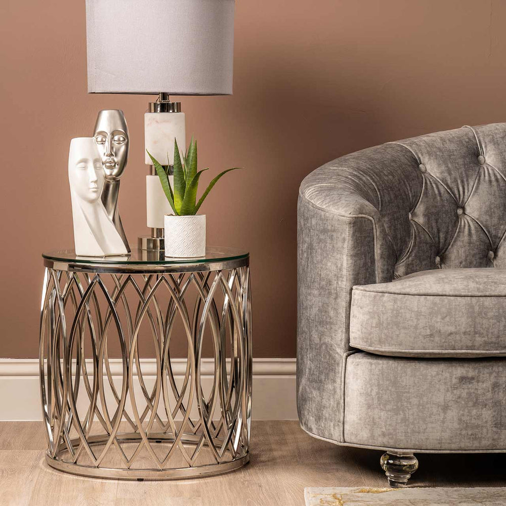 Willow Chrome Metal and Glass End Table – Top