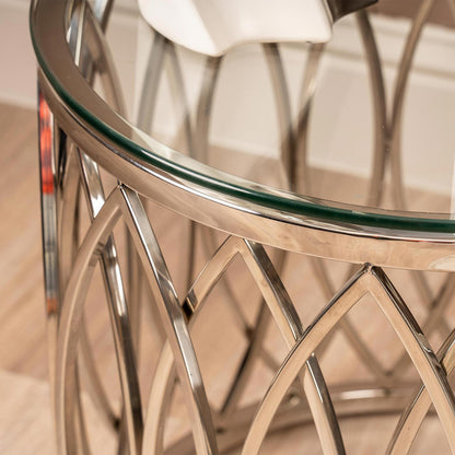 Willow Chrome Metal and Glass End Table-TOP