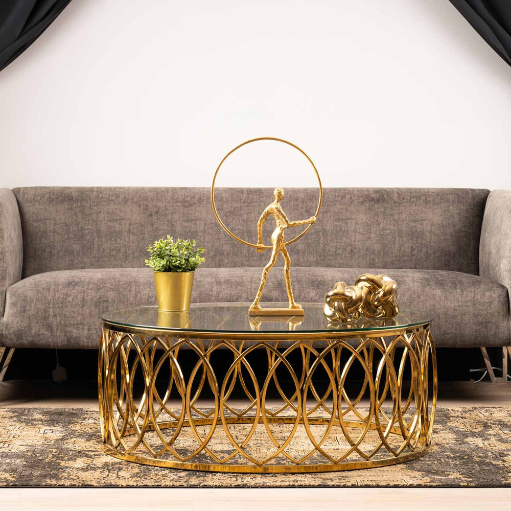 Willow Gold Metal and Glass Coffee Table – Top