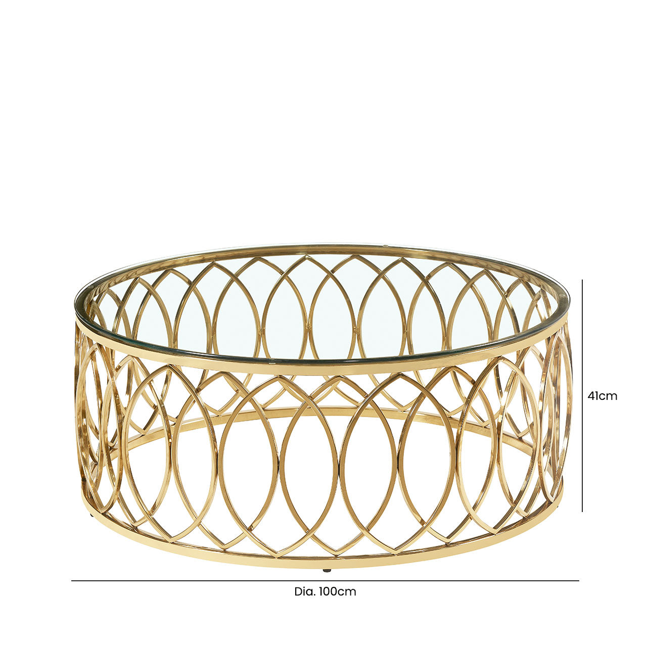 Willow Gold Metal and Glass Coffee Table-TOP