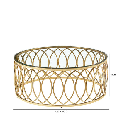 Willow Gold Metal and Glass Coffee Table-TOP