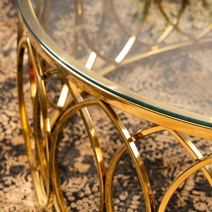 Willow Gold Metal and Glass Coffee Table-TOP