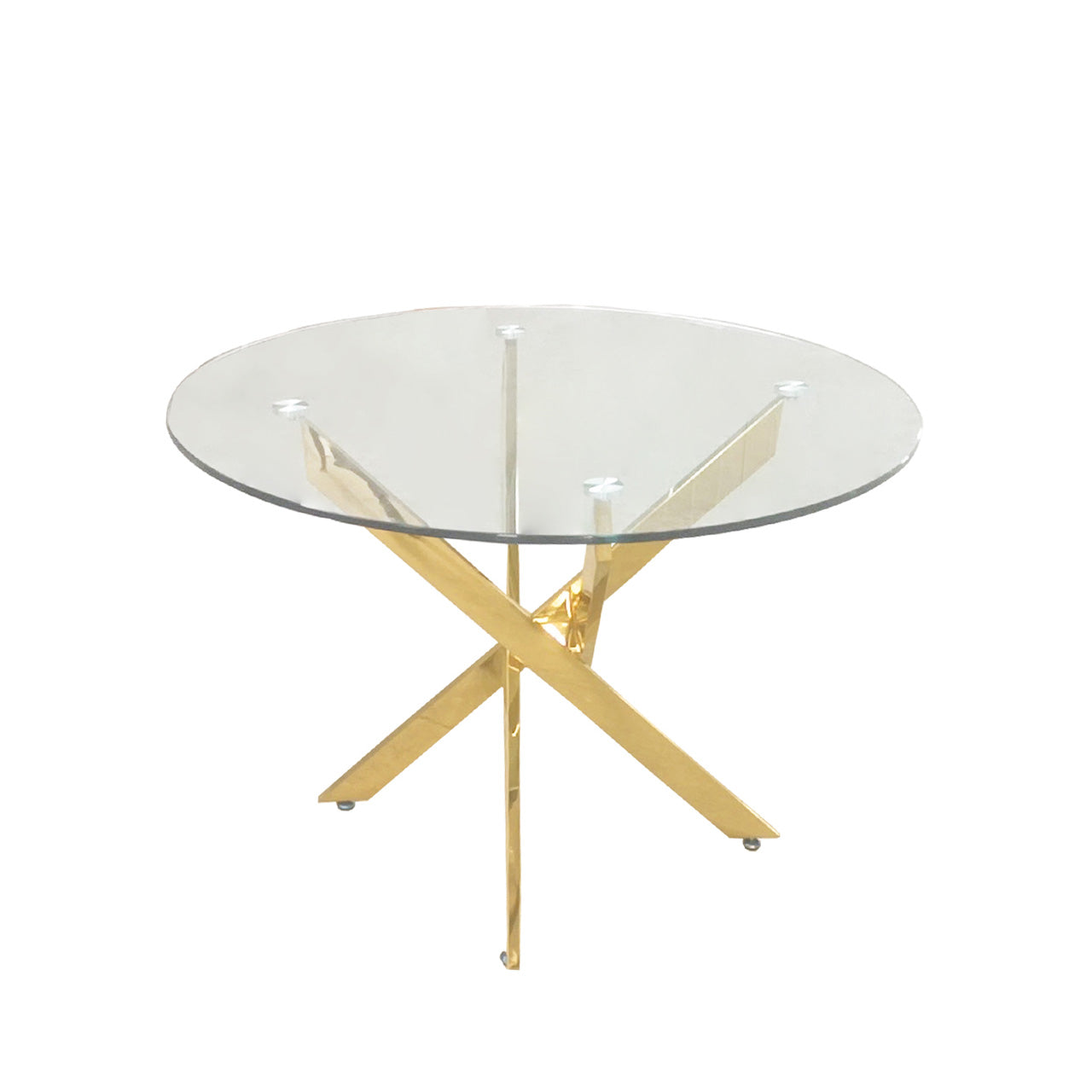 Nova 100cm Gold And Glass  Round Dining Table-2 Parts
