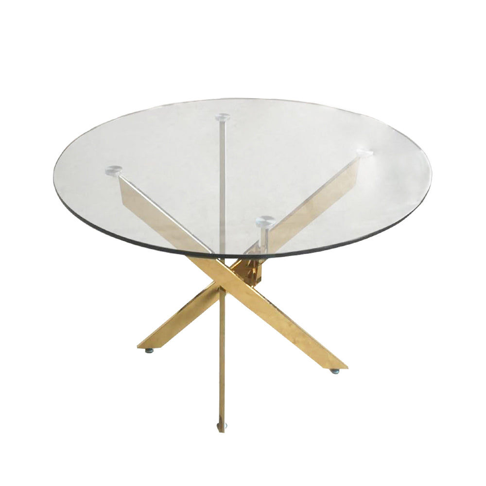 Nova 100cm Gold and Glass Round Dining Table – Pt1 (top)