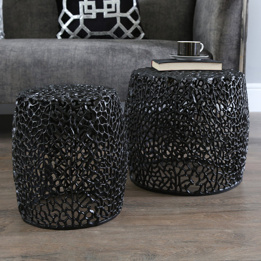 Set Of 2 Esme Metal End Tables Black
