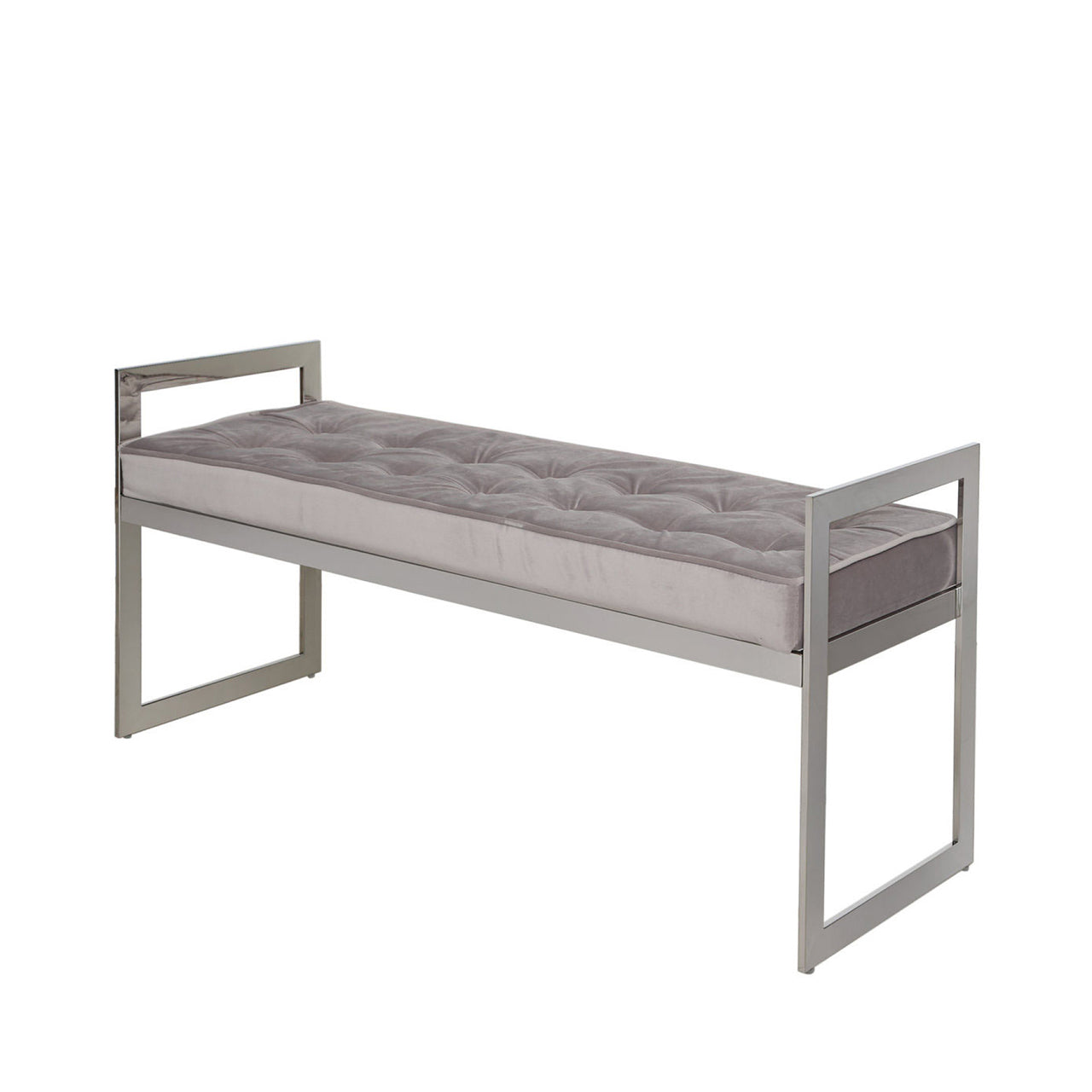 Zenith Stainless Steel Bench With Grey Fabric Seat