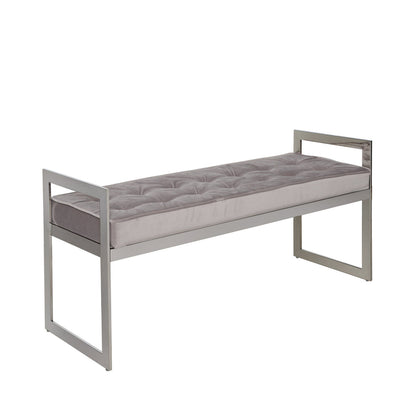 Zenith Stainless Steel Bench With Grey Fabric Seat