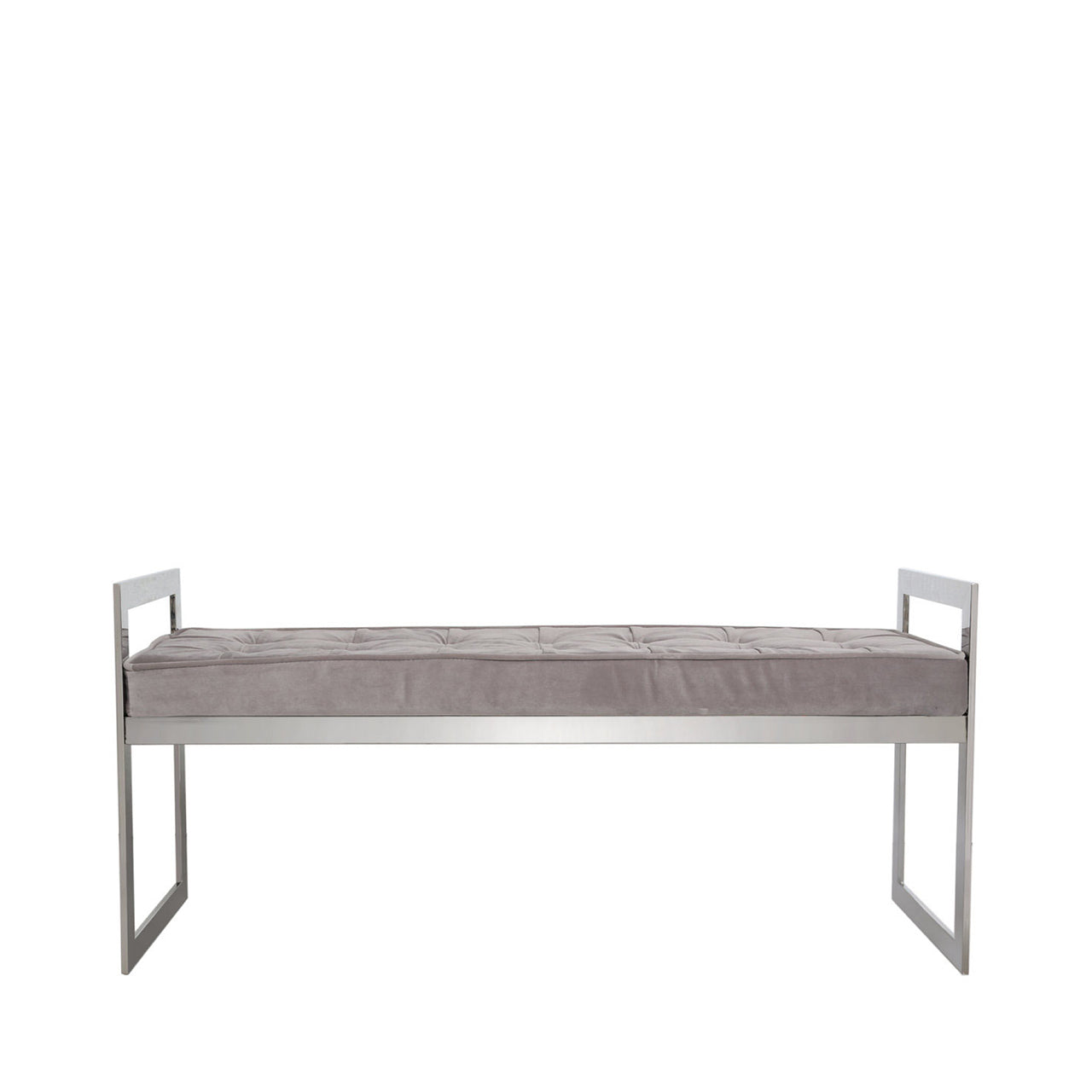 Zenith Stainless Steel Bench With Grey Fabric Seat