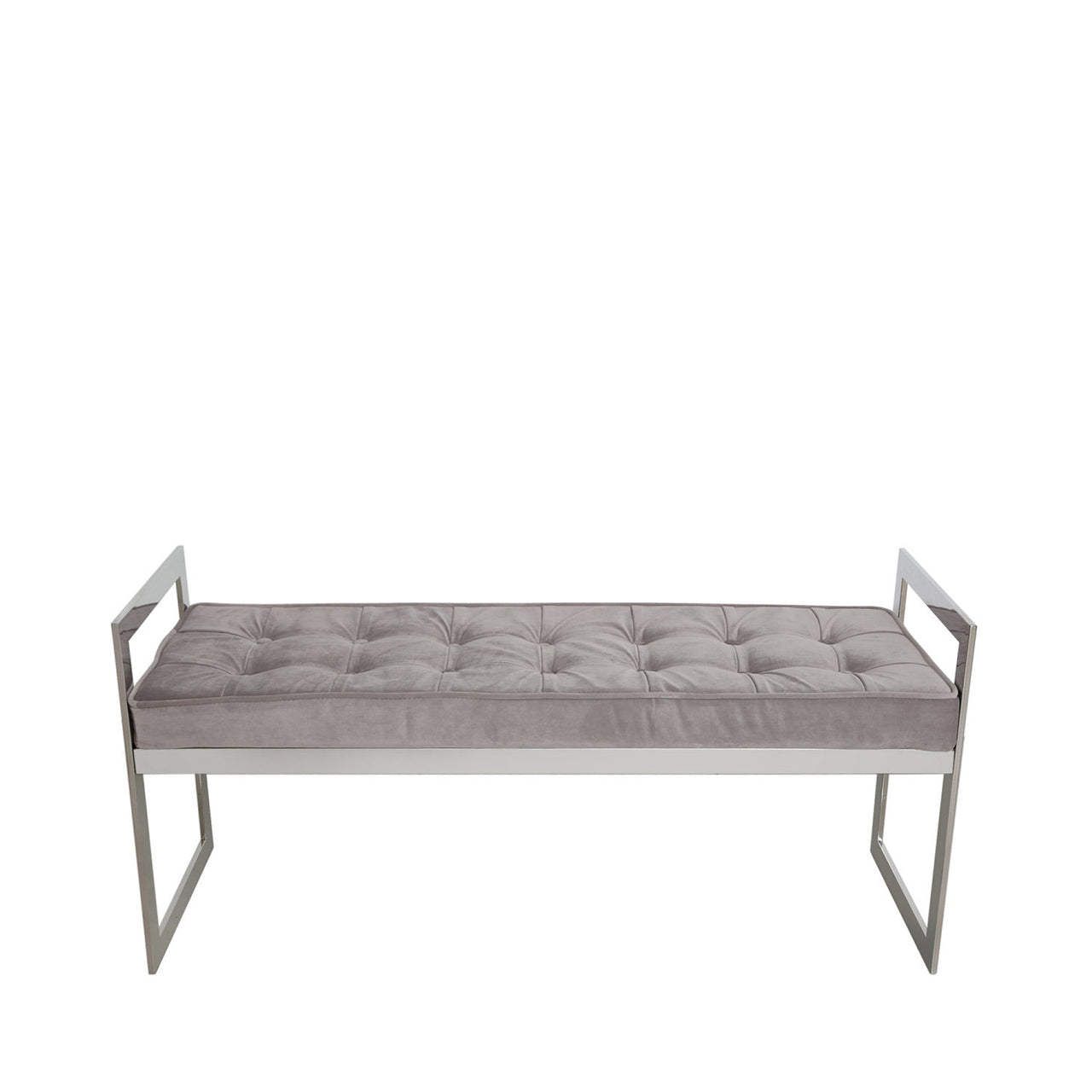 Zenith Stainless Steel Bench With Grey Fabric Seat