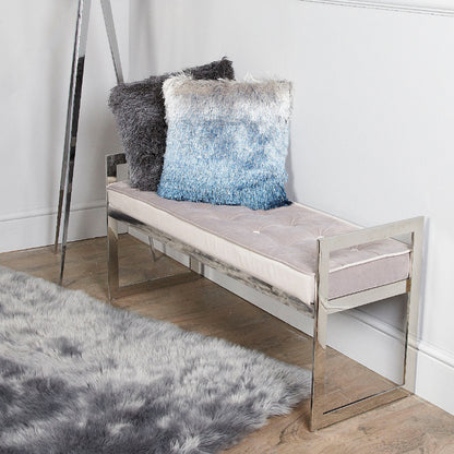 Zenith Stainless Steel Bench With Grey Fabric Seat