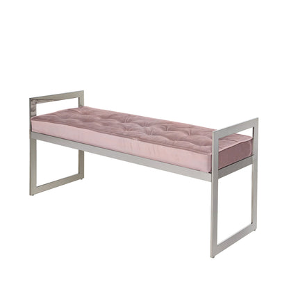 Zenith Stainless Steel Bench With Rose Pink Fabric Seat