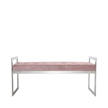 Zenith Stainless Steel Bench With Rose Pink Fabric Seat