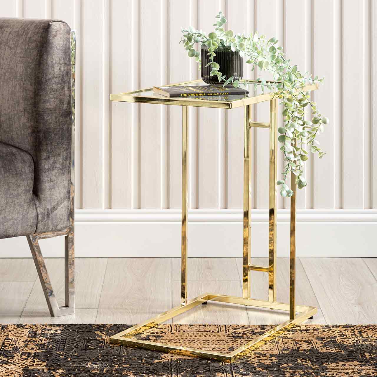 Harry Gold Sofa Table Clear Glass - DSP KD