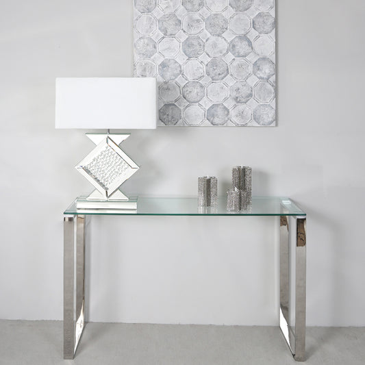Harry Stainless Steel Console Table Clear Glass Top