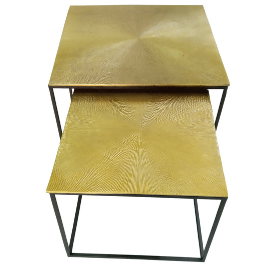 Set Of 2 Mahi Nesting Tables Black With Gold Tops
