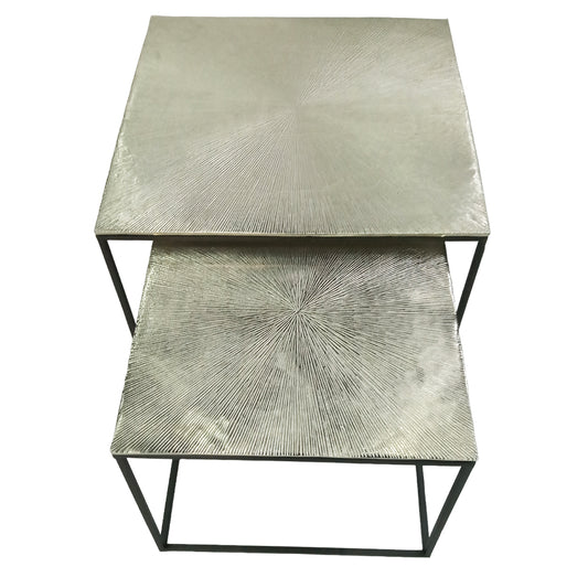 Set Of 2 Mahi Nesting Tables Black With Nickel Tops