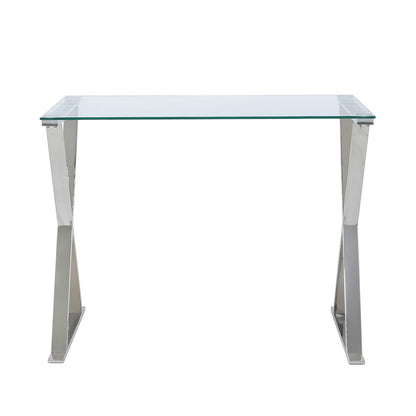 Taylor Stainless Steel Desk Clear Glass