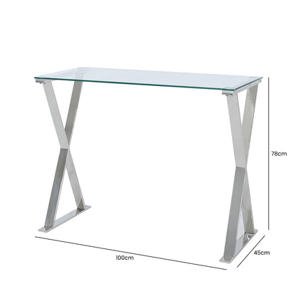 Taylor Stainless Steel Desk Clear Glass