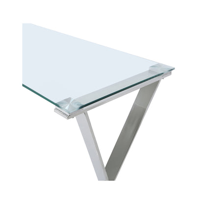 Taylor Stainless Steel Desk Clear Glass