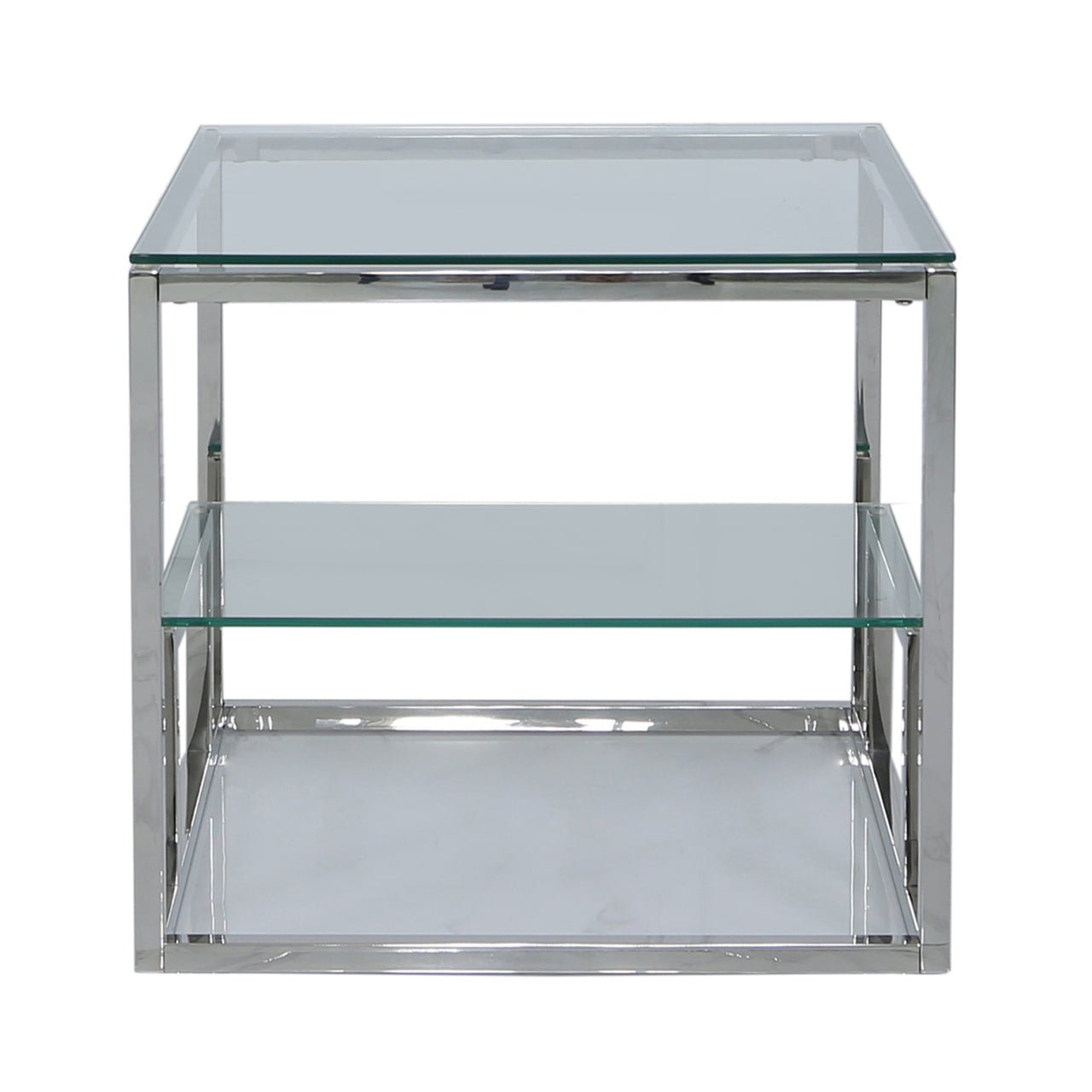 Harry 2 Tier End Table Stainless Steel Glass Top