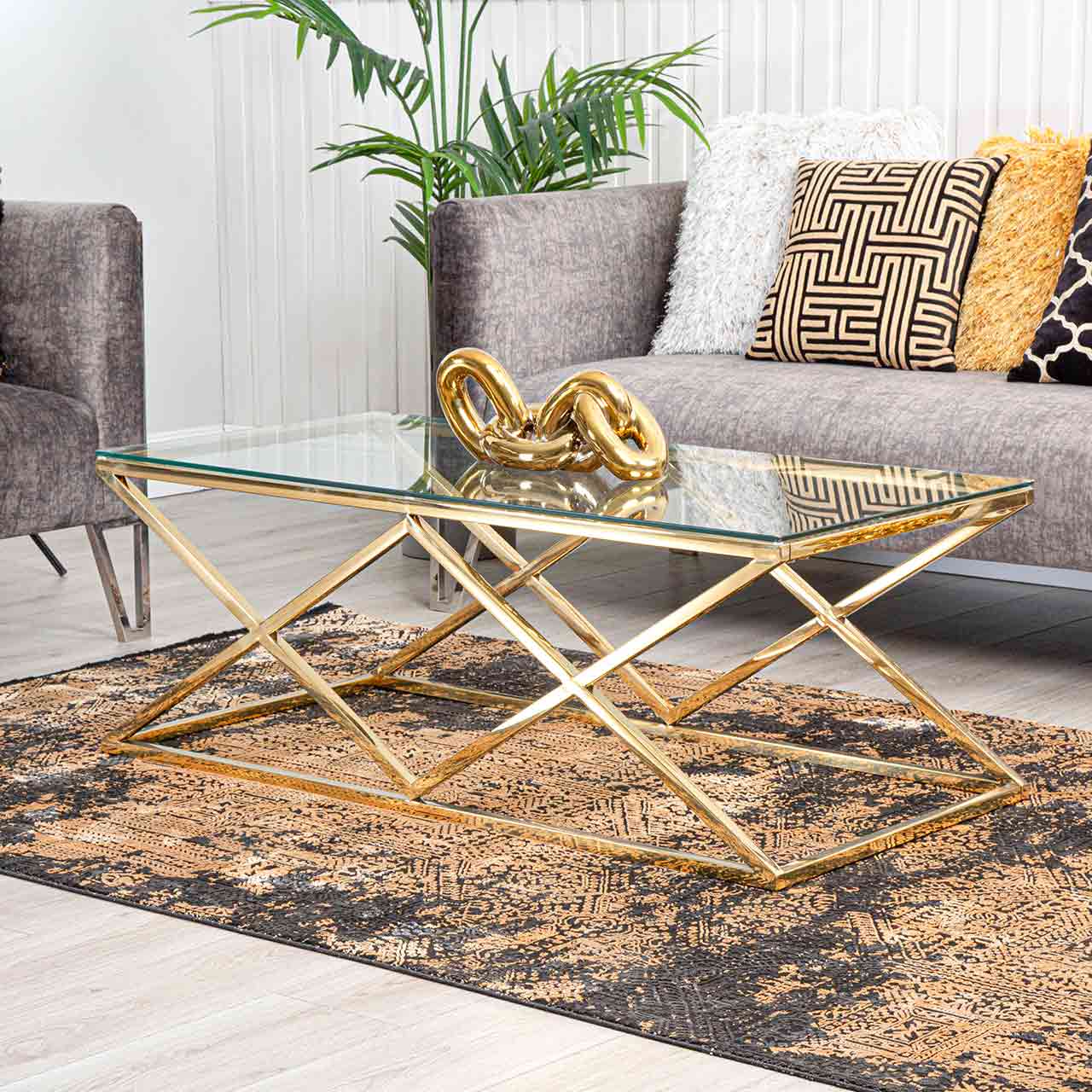 Imperia Gold Coffee Table Glass Top