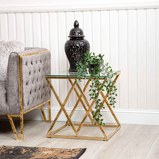 Imperia Gold End Table Glass Top