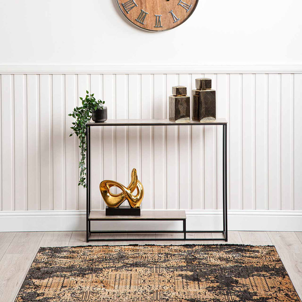 Suhani Console Table Black with Nickel Top