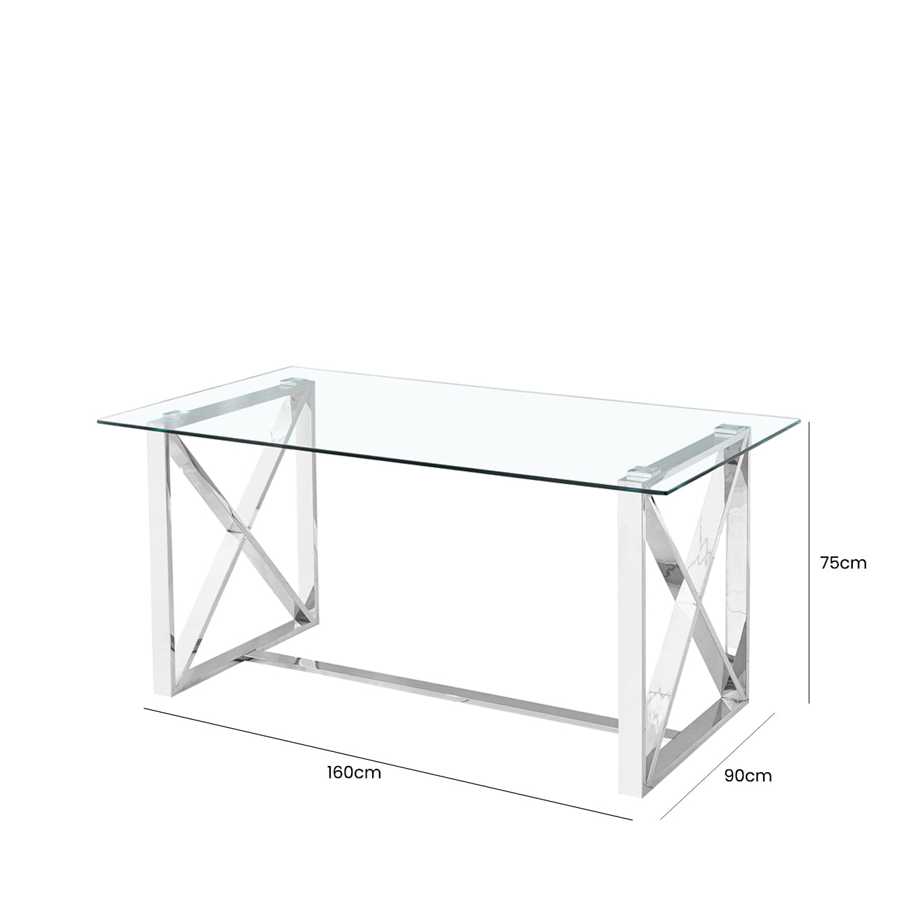 Zenith Stainless Steel Dining Table Glass Top - Part 2- Top