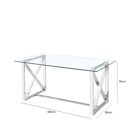 Zenith Stainless Steel Dining Table Glass Top - Part 2- Top