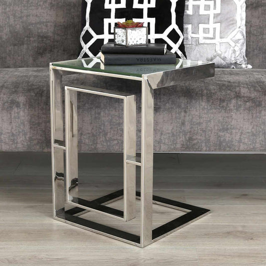 Apex Stainless Steel Sofa Table Clear Glass