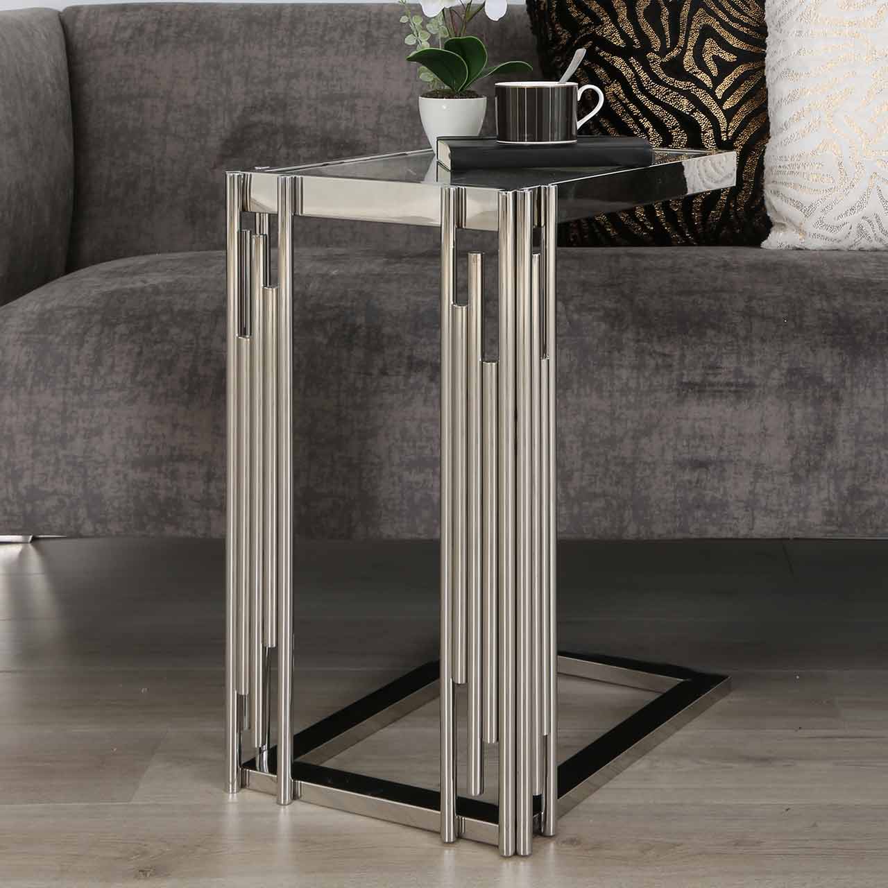 Cohen Chrome Sofa Table Glass Top - DSP KD
