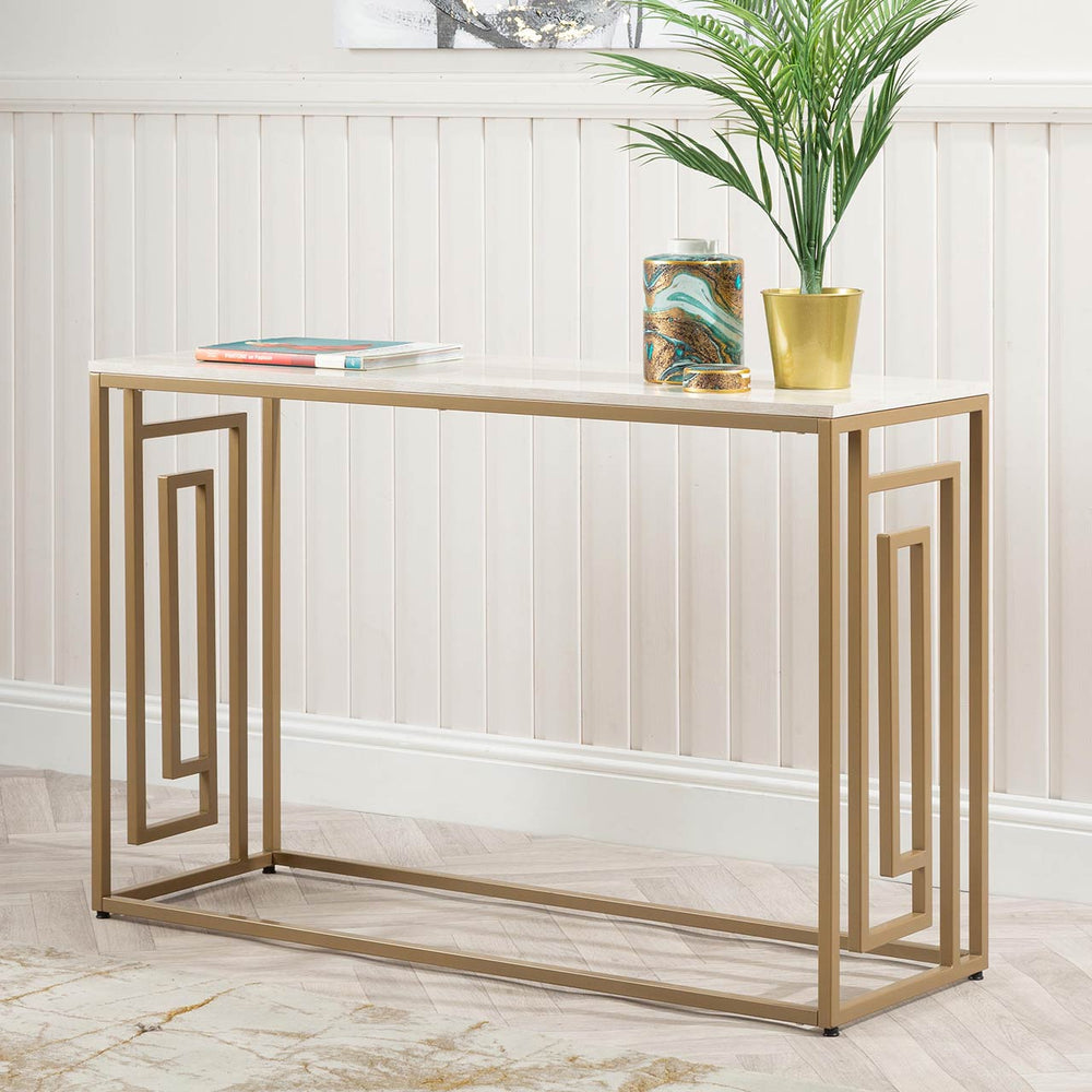 Devon Cream and Gold Console Table – Kd