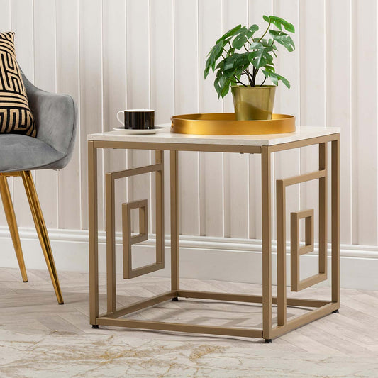 Devon Cream and Gold End Table - KD