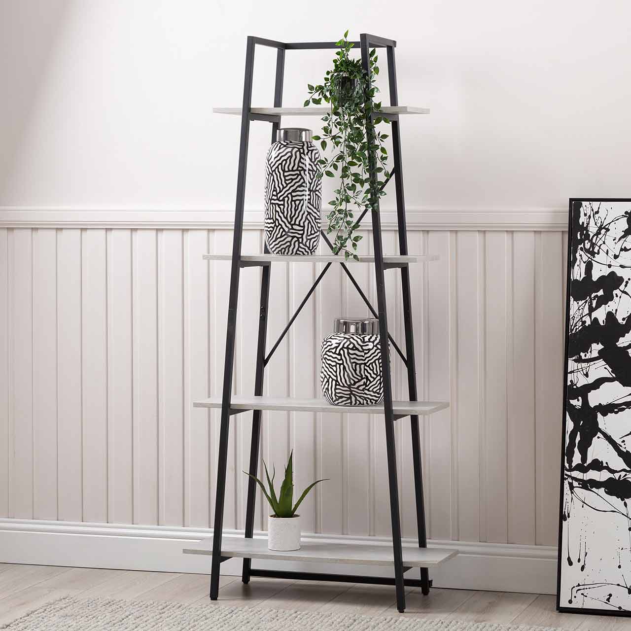 170cm 4-Tier Black and Grey Display Unit - KD