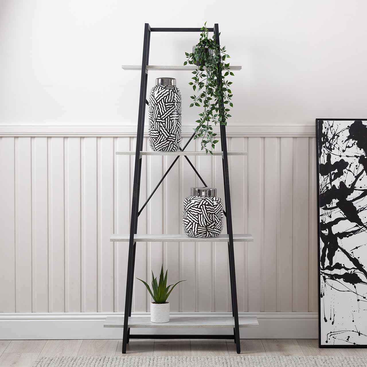 170cm 4-Tier Black and Grey Display Unit - KD