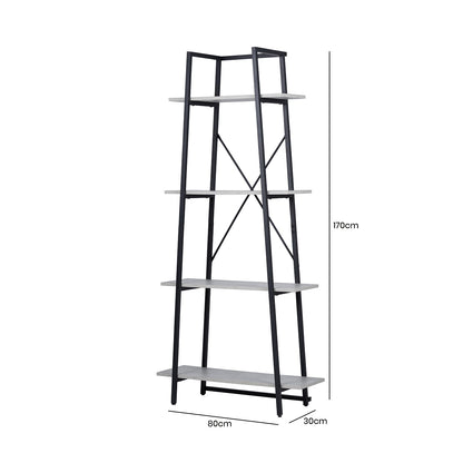 170cm 4-Tier Black and Grey Display Unit - KD