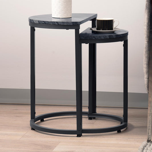 Alora Set of 2 Half Moon Black Nest Table 41
