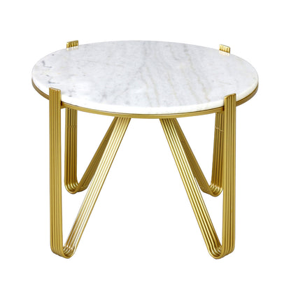 Yohan White Marble Coffee Table with Gold Metal Legs-KD