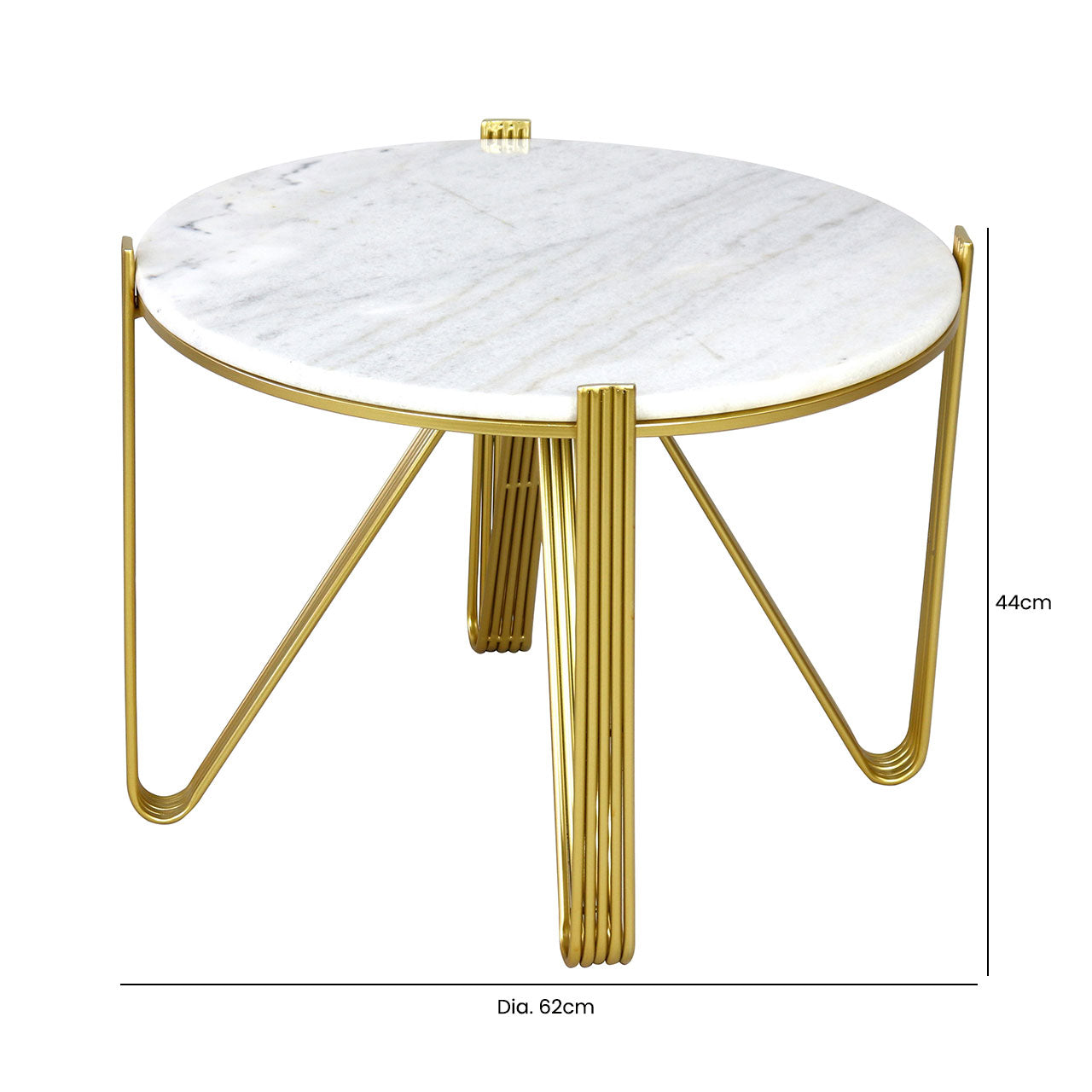 Yohan White Marble Coffee Table with Gold Metal Legs-KD