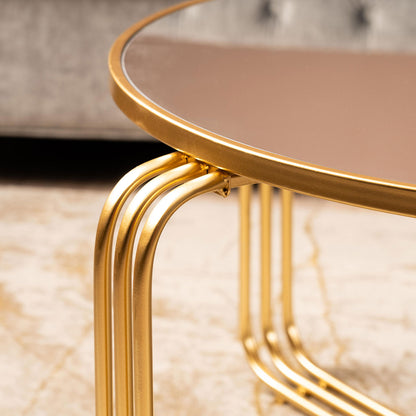 Yuan Gold Metal Coffee Table with Mirror Top-KD