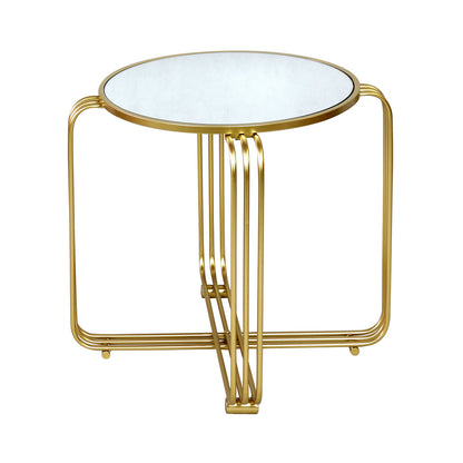 Yuan Gold Metal End Table with Mirror Top-KD