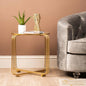 Yuan Gold Metal End Table with Mirror Top-KD