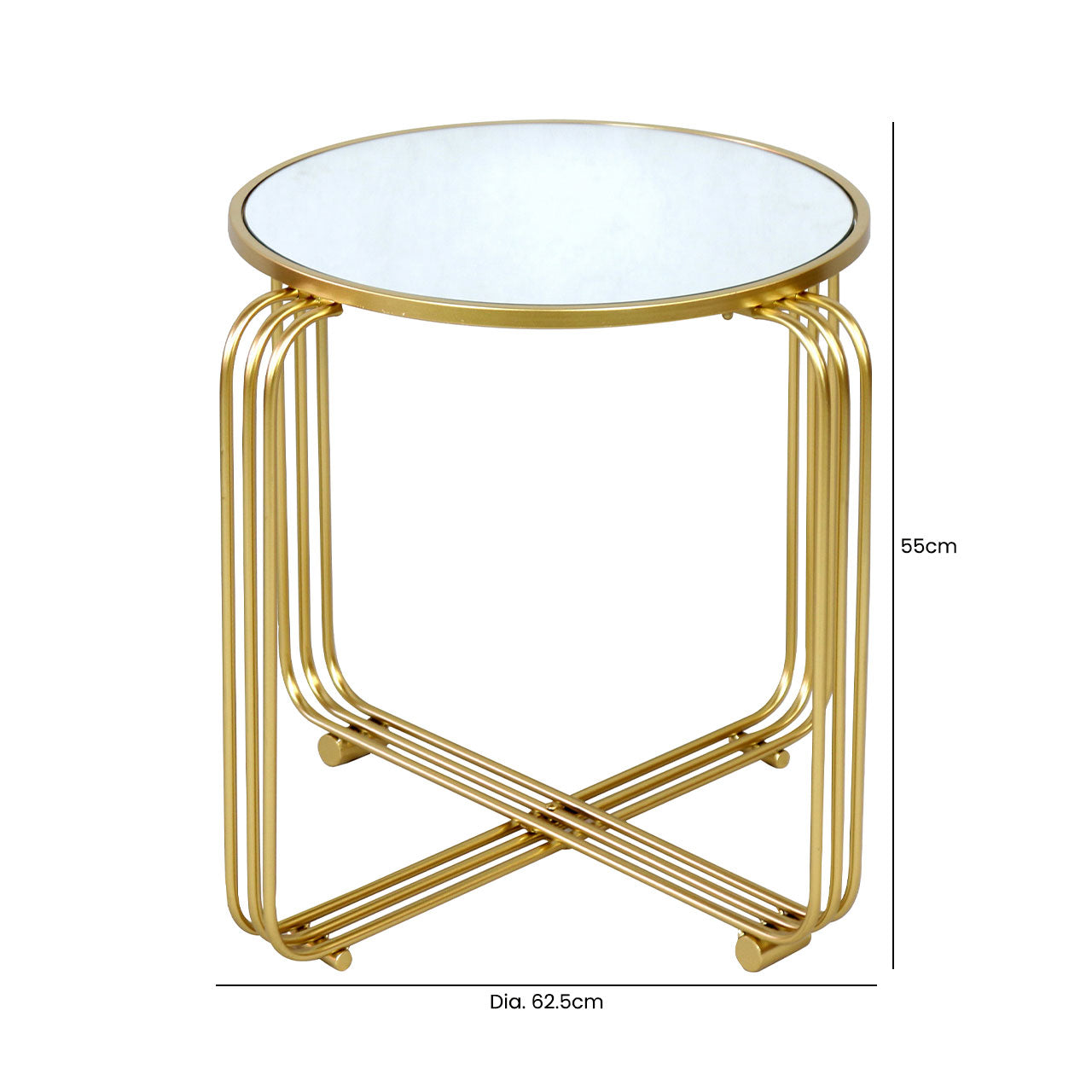 Yuan Gold Metal End Table with Mirror Top-KD