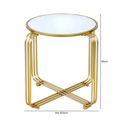 Yuan Gold Metal End Table with Mirror Top-KD