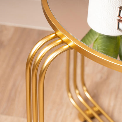 Yuan Gold Metal End Table with Mirror Top-KD