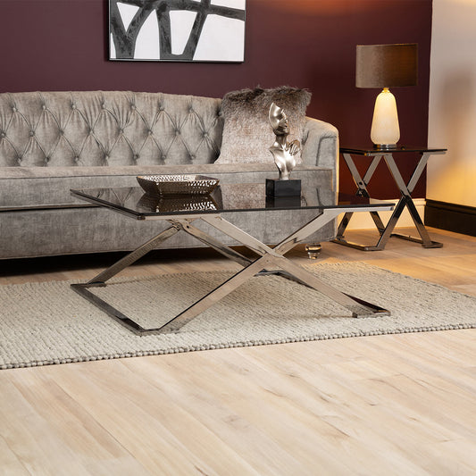 Axel Grey Gunmetal Coffee Table with Smoke Glass- Top