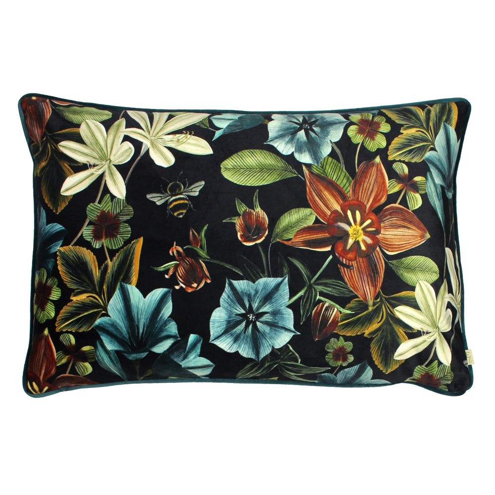 Midnight Garden Aquilegia 40x60 Feather Filled Cushion Teal